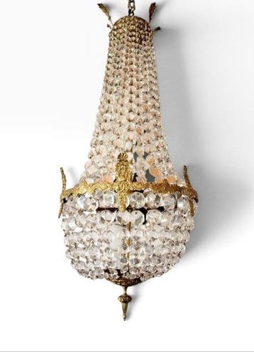 Plafondlamp - brons, kristal