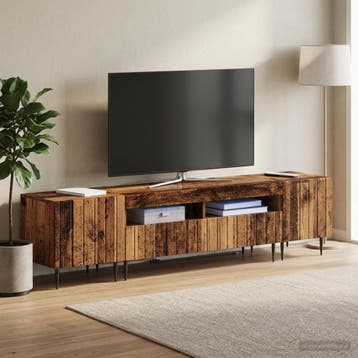vidaXL 5-delige LED TV-kast Oud hout Bewerkt hout, Minder dan 50 cm, Verzenden, Nieuw, Minder dan 100 cm