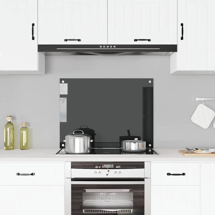vidaXL Spatscherm keuken 80x60 cm gehard glas zwart, Huis en Inrichting, Keuken | Keukenbenodigdheden, Nieuw, Verzenden