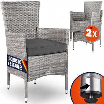 Polyrotan Tuinstoelen 2 Stuks Grijs stapelbaar, Verzenden, Nieuw