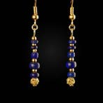 Oud-Romeins Earrings, met Romeinse blauwe glazen kralen