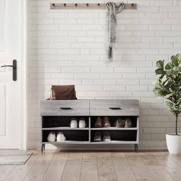 vidaXL Schoenenbank 102x35x55 cm bewerkt hout grijs sonoma, Verzenden, Nieuw