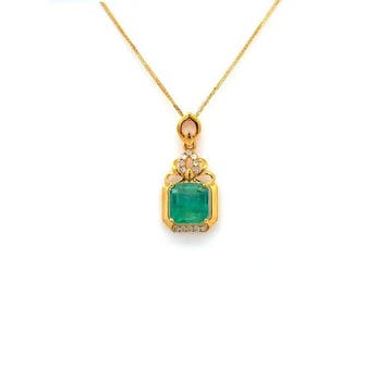Ketting met hanger - 14 karaat Geel goud - 1.04ct. tw.