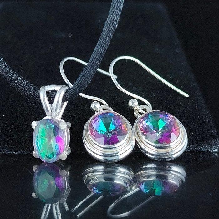 Zilver - Hanger - Mystieke topaas, Verzamelen, Mineralen en Fossielen