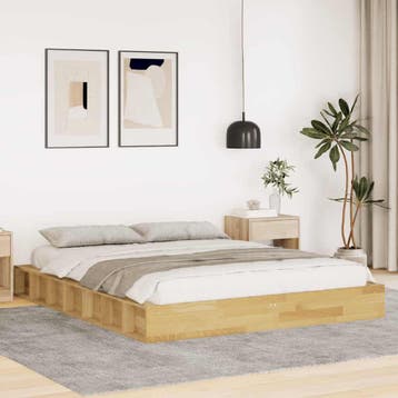 vidaXL Bedframe zonder matras 140x200 cm massief hout eiken, Bruin, Verzenden, 140 cm, 200 cm