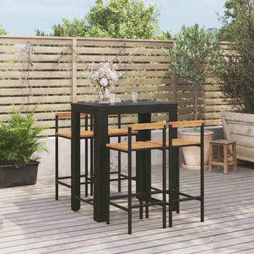 vidaXL 5-delige Tuinbarset poly rattan en massief acaciahout, Verzenden, Nieuw, 4 zitplaatsen