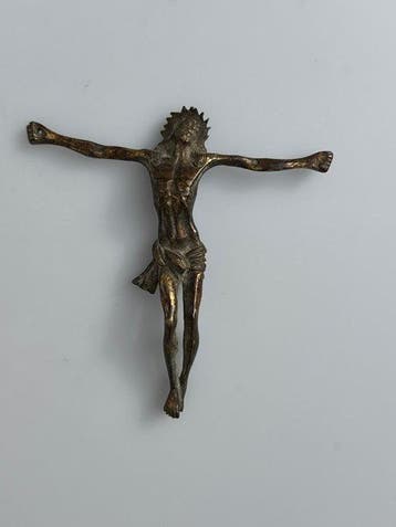 sculptuur, Corpus Christi - 11 cm - Verguld brons
