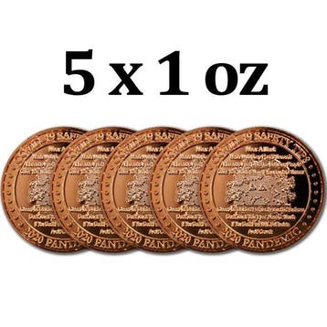Verenigde Staten. 5 x 1 oz Covid-19 Safety Tips 999 Fine