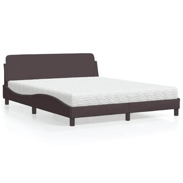 vidaXL Bed met matras Dover stof donkerbruin 160x200 cm, Bruin, Verzenden, 200 cm, Stof