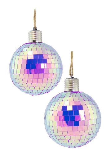 KIMU® 2x Discobal Ø 10 cm LED Iridescent Paars  Discobol Kle, Ophalen of Verzenden, Nieuw, Feestartikel, Carnaval