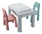 Teggi Grey/Old Rose/Turquoise Multifun 3-in-1 Tafel met 2, Verzenden, Nieuw