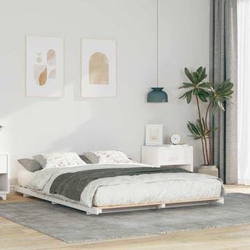 vidaXL Bedframe Wit 160 x 210 cm Massief grenenhout, Verzenden, Nieuw, Wit, Hout