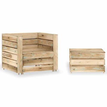 vidaXL 2-delige Loungeset pallet geïmpregneerd grenenhout, Verzenden, Nieuw, Loungeset