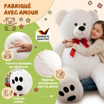Knuffelbeer Wit Pluche 150cm XXL (Knuffels, Speelgoed), Kinderen en Baby's, Speelgoed | Knuffels en Pluche, Verzenden, Nieuw