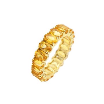 Eeuwigheidsring - 14 karaat Geel goud - 4.60ct. tw. Citrien