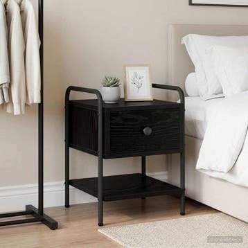 vidaXL Nachtkastje Zwart eiken Bewerkt hout, Huis en Inrichting, Slaapkamer | Nachtkastjes, Minder dan 45 cm, Verzenden, Nieuw
