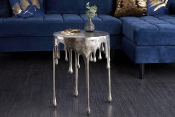 Extravagante bijzettafel LIQUID LINE 50cm zilver traandesign, Huis en Inrichting, Tafels | Sidetables, Ophalen of Verzenden, Nieuw