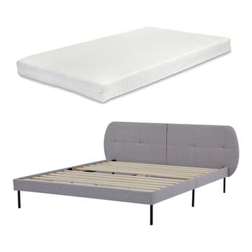 Gestoffeerd bed Porvoo met bedbodem en matras 160x200 cm gri, Verzenden, Nieuw