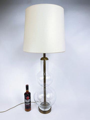 Tafellamp - Messing, Glas - geblazen glas 80 cm. hoog