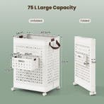 2dekans | Coast Wasmand op Wielen Wit – 75L – 43,5 x 34 x 61, Ophalen of Verzenden, Zo goed als nieuw