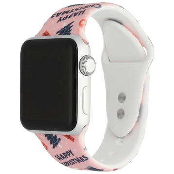 Apple Watch print bandje - siliconen - kerst - roze - roze, Verzenden, Nieuw