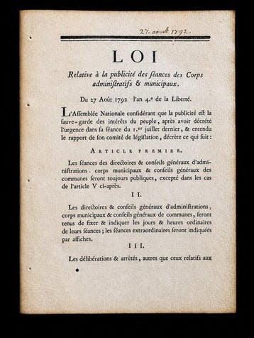 Assemblée Nationale Française - Loi du 27 août 1792 –