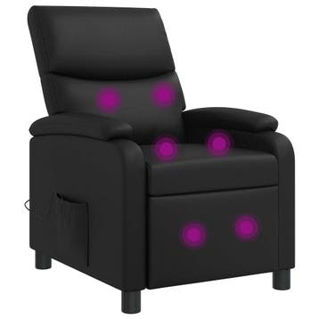 vidaXL Massage Recliner Zwart Kunstleer, Verzenden, Nieuw