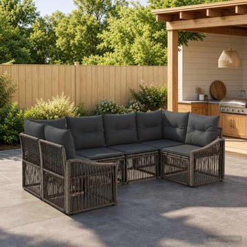 vidaXL Tuinbankenset 6 st 6-Aantal zitplaatsen Grijs poly, Verzenden, Nieuw, 6 zitplaatsen
