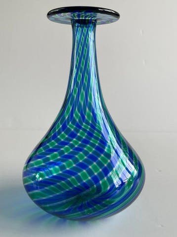 Murano - Reticello Art Glass Bottle Vase - Mid-Century -, Antiek en Kunst