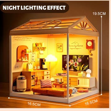 Dreamy mini house Woonkamer Livingroom met ledlamp DIY Mo..., Verzenden, Nieuw