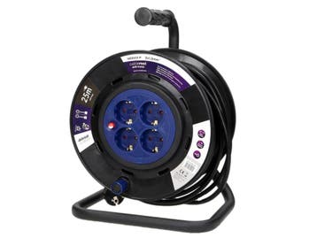 Verlengsnoer met haspel - 3200W - 25 meter - 4 stopcontacten, Ophalen of Verzenden, Nieuw