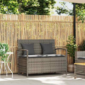 vidaXL Tuinbank met kussen poly rattan grijs, Verzenden, Nieuw