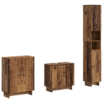 vidaXL 3-delige badkamerkast set EDE Oud hout Bewerkt hout, Verzenden, Nieuw