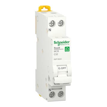 Schneider installatieautomaat / 1-polig + nul, C32A / Resi9, Ophalen of Verzenden, Nieuw, Groepenkast