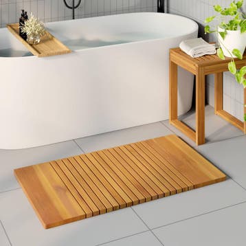 vidaXL Badmat Naturel 100 x 55 cm Massief Acaciahout, Huis en Inrichting, Verzenden, Nieuw, Bruin