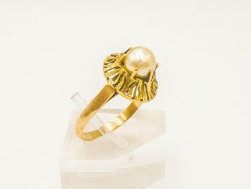 Ring - 18 karaat Geel goud Parel, Nieuw