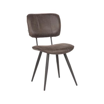 Stoel Fos | Antraciet | Leder | Zwart Metalen Frame | 2, Verzenden, Nieuw in verpakking