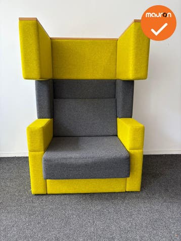 Akoestische design Fauteuil - Geel / Antraciet- refurbished, Vergader- of Presentatieruimte, Ophalen of Verzenden, Gebruikt, Stoel