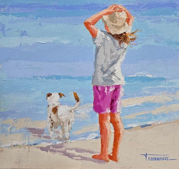 Francesca Escobar (1972) - NO RESERVE - Mirada al horizonte, Antiek en Kunst, Kunst | Schilderijen | Klassiek