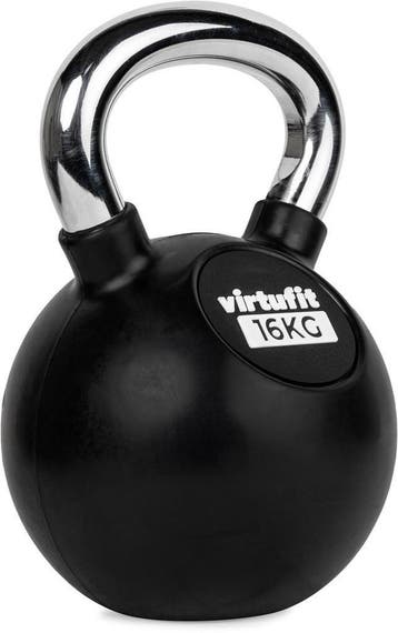 VirtuFit Kettlebell - Rubber/Chroom - 16 kg, AFHAALDEAL!!, Ophalen, Nieuw, Benen