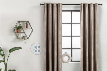 Lifa Living - Fluwelen Gordijn - Licht Taupe - Gordijnen met, Huis en Inrichting, Verzenden, Nieuw