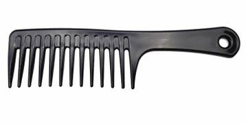 Haarkam 24cm - met Handvat - Grove Tanden -  Zwart, Nieuw