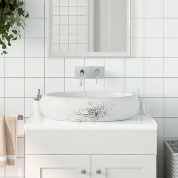 vidaXL Opzetwasbak ovaal 59x40x15 cm keramiek wit, Doe-het-zelf en Verbouw, Verzenden, Nieuw