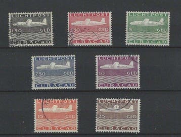 Curaçao 1947 - Luchtpost Vliegtuig - NVPH LP82/LP88, Gestempeld