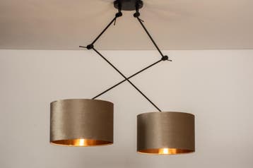 Rietveld Hanglampen - Taupe, Koper - Stof, Metaal, Verzenden, Nieuw