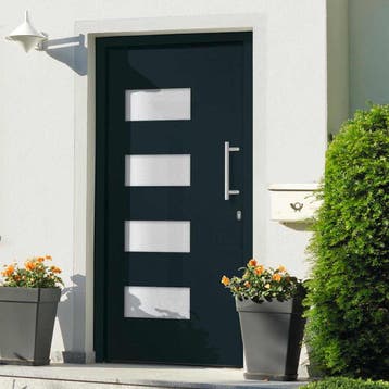 vidaXL Voordeur 100x210 cm aluminium en PVC antraciet, Verzenden, Nieuw