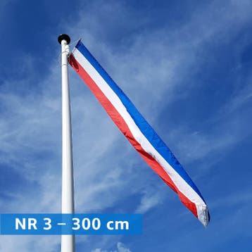 NR 3: Nederlandse wimpel 300 cm standaard blauw met stokje., Nieuw