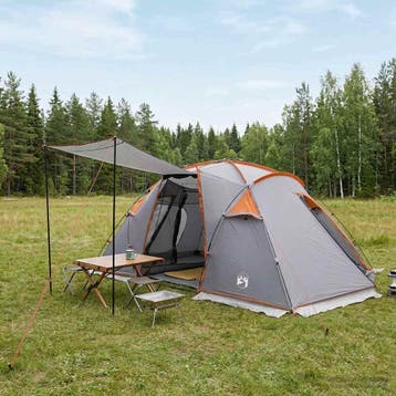 vidaXL Tunneltent 520 x 260 x 175 cm Grijs en Oranje, Verzenden, Nieuw, Tot en met 2