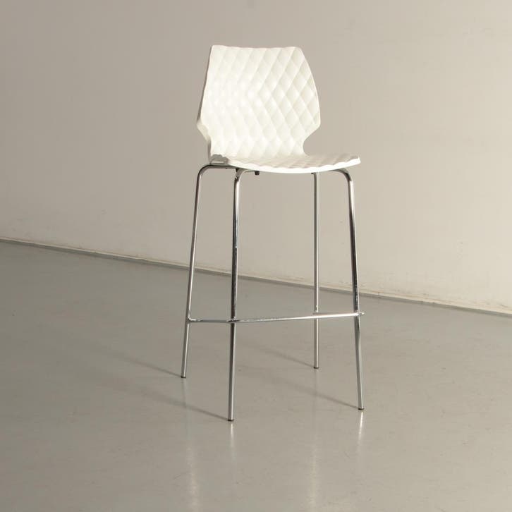 Metalmobil Uni design barkruk, wit, 4-poot onderstel, Huis en Inrichting, Bureaustoelen, Ophalen of Verzenden