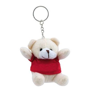 Rode teddybeer knuffel sleutelhanger - pluche - 8 cm, Verzenden, Nieuw